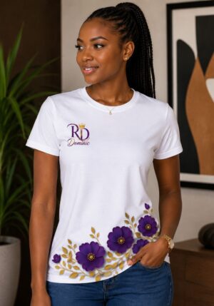 Purple & Gold Flowers Tee — Non-Fit
